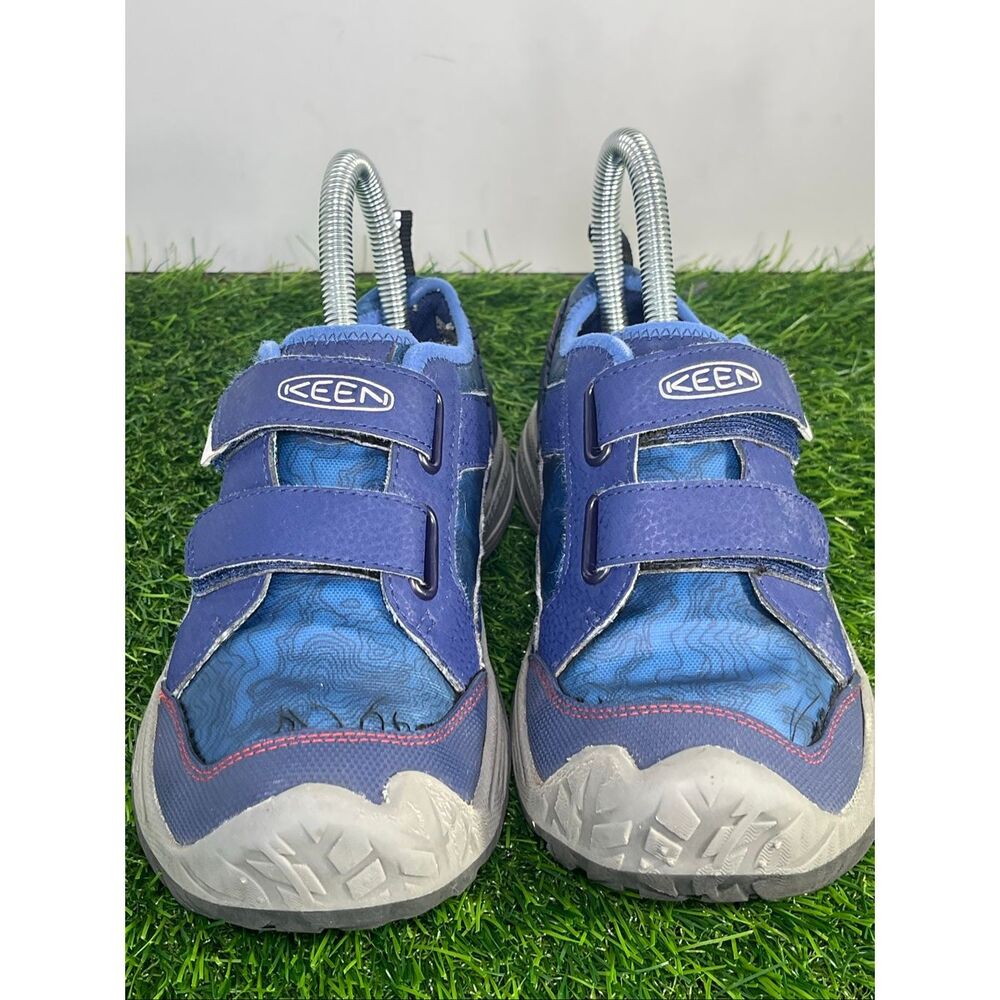 KEEN Kids Blue Hook & Loop Outdoor Hiking Shoes Size US 2 EU 34 Waterproof Trail - Picture 2 of 9